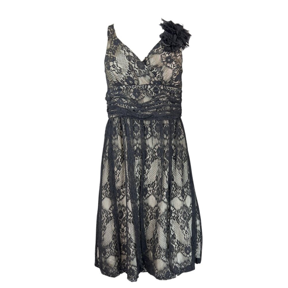 Black Lace Overlay Dress with Balloon Hemline